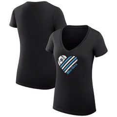 Miami Marlins G-III 4Her by Carl Banks Women's Super-Slim Fit Lightweight Heart V-Neck T-Shirt Discount
