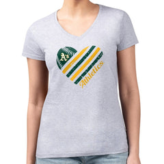 Athletics G-III 4Her by Carl Banks Women's Super-Slim Fit Lightweight Heart V-Neck T-Shirt for sale