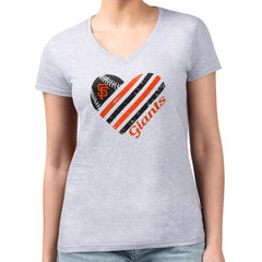 San Francisco Giants G-III 4Her by Carl Banks Women's Super-Slim Fit Lightweight Heart V-Neck T-Shirt Outlet