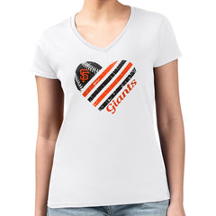 San Francisco Giants G-III 4Her by Carl Banks Women's Super-Slim Fit Lightweight Heart V-Neck T-Shirt Outlet