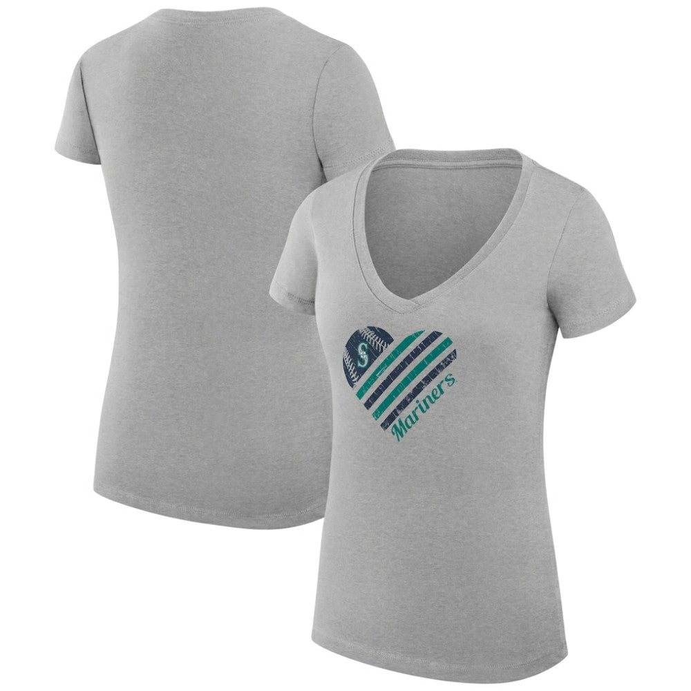 Seattle Mariners G-III 4Her by Carl Banks Women's Super-Slim Fit Lightweight Heart V-Neck T-Shirt Near Me