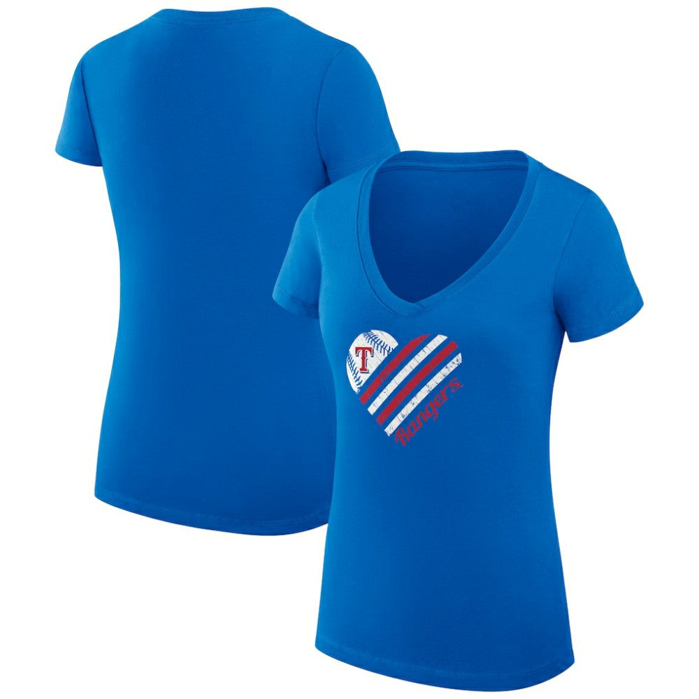 Texas Rangers G-III 4Her by Carl Banks Women's Super-Slim Fit Lightweight Heart V-Neck T-Shirt Sale