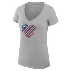 Texas Rangers G-III 4Her by Carl Banks Women's Super-Slim Fit Lightweight Heart V-Neck T-Shirt for sale