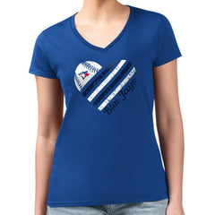 Toronto Blue Jays G-III 4Her by Carl Banks Women's Super-Slim Fit Lightweight Heart V-Neck T-Shirt Sale