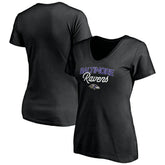 Baltimore Ravens Women's Depth Chart V-Neck T-Shirt - Black - NFL