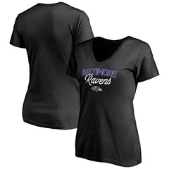 Baltimore Ravens Women's Depth Chart V-Neck T-Shirt - Black - NFL