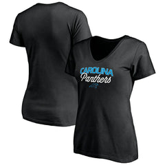 Carolina Panthers Women's Depth Chart V-Neck T-Shirt - Black - NFL