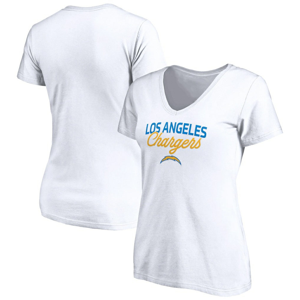 Los Angeles Chargers Women's Depth Chart V-Neck T-Shirt - White - NFL
