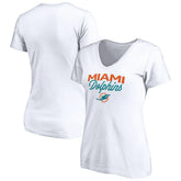 Miami Dolphins Women's Depth Chart V-Neck T-Shirt - White - NFL