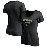 New Orleans Saints Women's Depth Chart V-Neck T-Shirt - Black - NFL