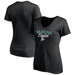 Philadelphia Eagles Women's Depth Chart V-Neck T-Shirt - Black - NFL