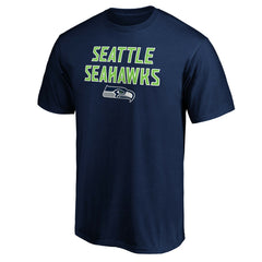 Seattle Seahawks Game Day Stack T-Shirt - College Navy - NFL