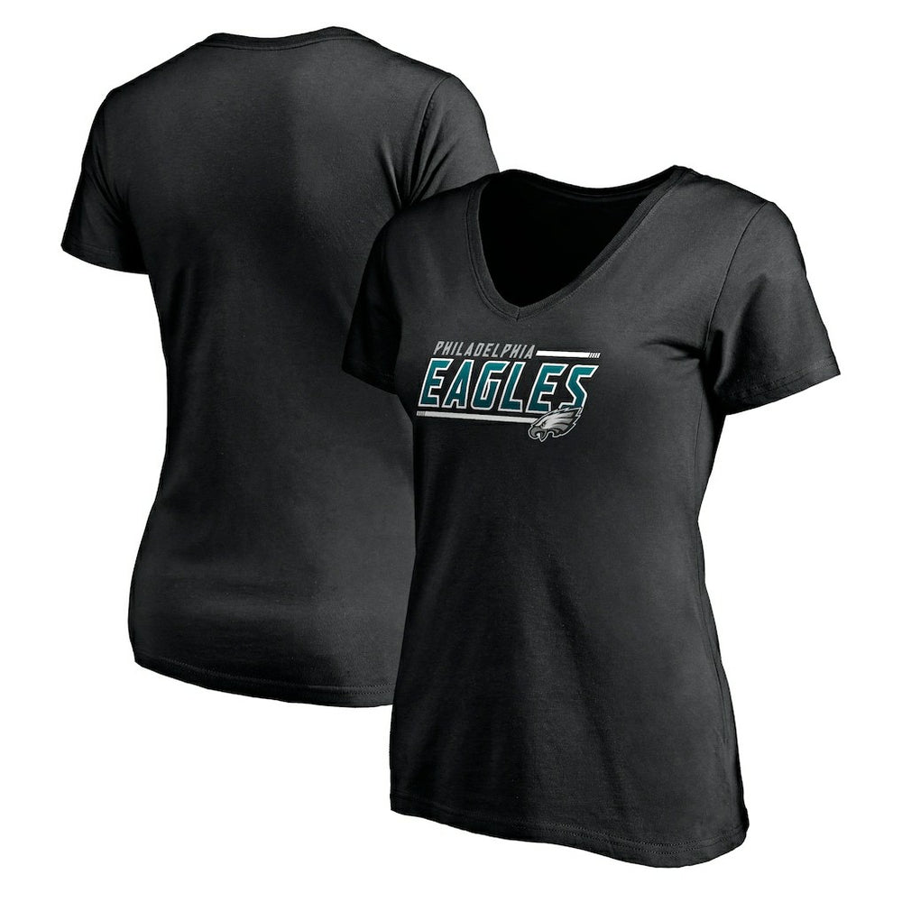 Philadelphia Eagles Women's Mascot In Bounds V-Neck T-Shirt - Black - NFL