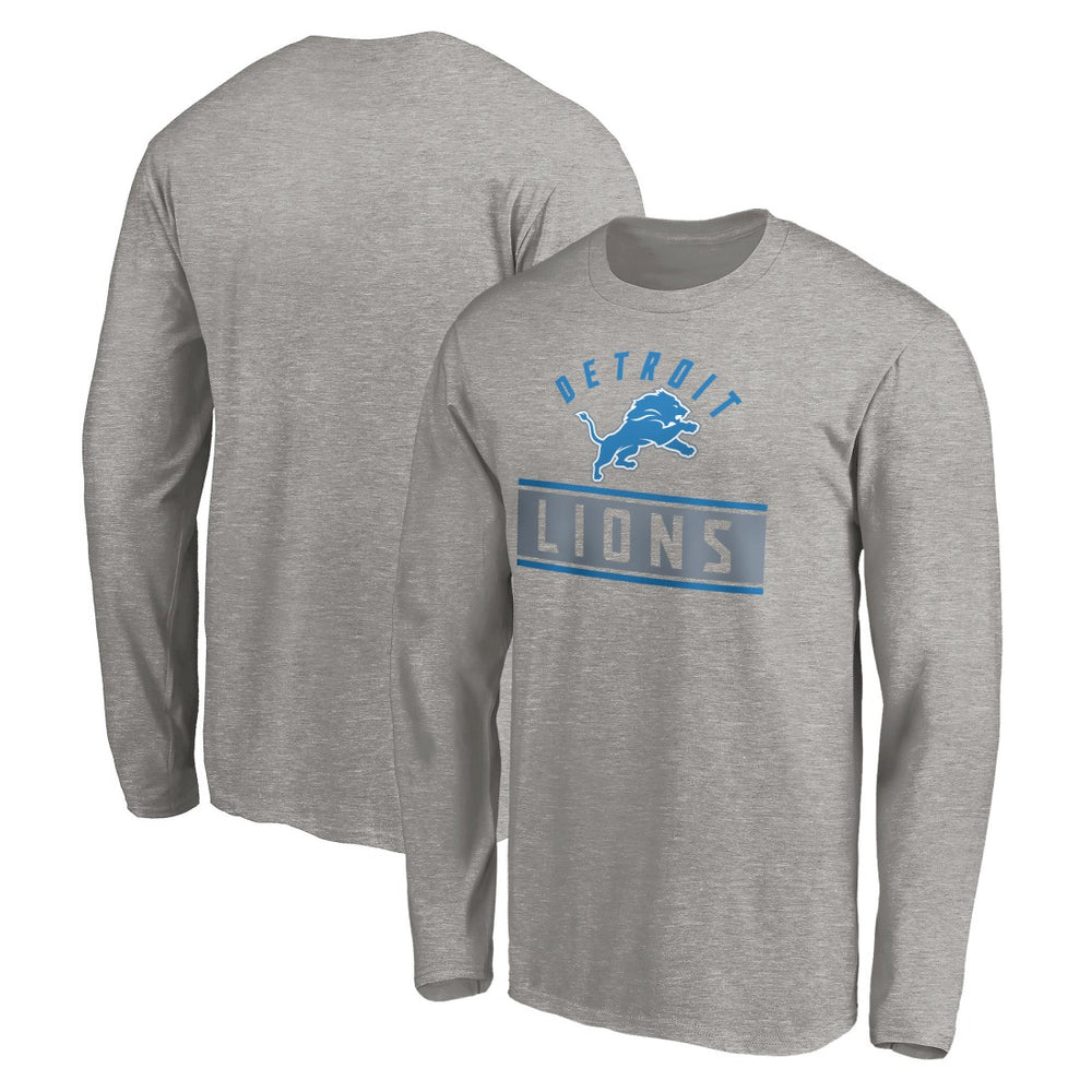 Detroit Lions Team Arch Knockout Long Sleeve T-Shirt - Heather Gray - NFL