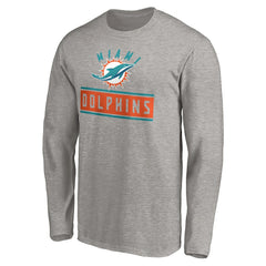 Miami Dolphins Team Arch Knockout Long Sleeve T-Shirt - Heather Gray - NFL
