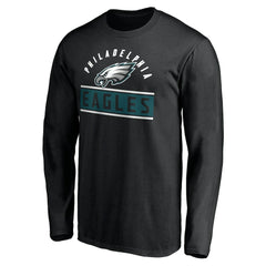 Philadelphia Eagles Team Arch Knockout Long Sleeve T-Shirt - Black - NFL