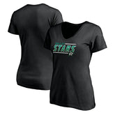 Dallas Stars Women's Mascot In Bounds V-Neck T-Shirt - Black | NHL Lifestyle