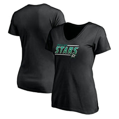 Dallas Stars Women's Mascot In Bounds V-Neck T-Shirt - Black | NHL Lifestyle