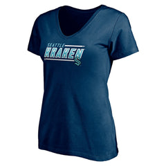 Seattle Kraken Women's Mascot In Bounds V-Neck T-Shirt - Deep Sea Blue | NHL sale