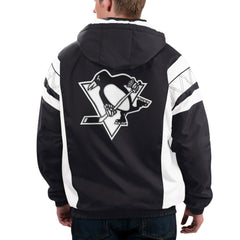Pittsburgh Penguins Starter x NHL Black Ice Home Team Half-Zip Pullover Hoodie - Black/White | NHL near me