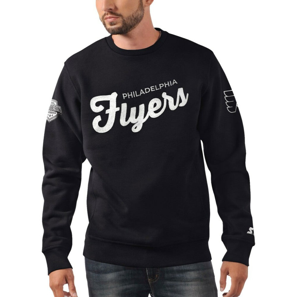 Philadelphia Flyers Starter x NHL Black Ice Cross Check Pullover Sweatshirt - Black | NHL sale