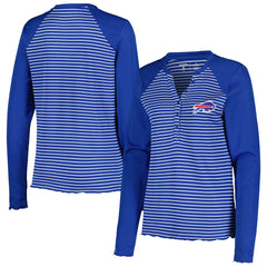 Buffalo Bills Antigua Women's Maverick Waffle Henley Long Sleeve T-Shirt - Royal - NFL