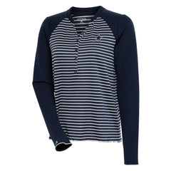 Dallas Cowboys Antigua Women's Maverick Waffle Henley Long Sleeve T-Shirt - Navy - NFL