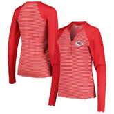 Kansas City Chiefs Antigua Women's Maverick Waffle Henley Long Sleeve T-Shirt - Red - NFL
