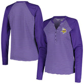 Minnesota Vikings Antigua Women's Maverick Waffle Henley Long Sleeve T-Shirt - Purple - NFL