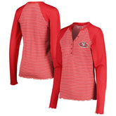 San Francisco 49ers Antigua Women's Maverick Waffle Henley Long Sleeve T-Shirt - Scarlet - NFL