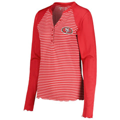 San Francisco 49ers Antigua Women's Maverick Waffle Henley Long Sleeve T-Shirt - Scarlet - NFL