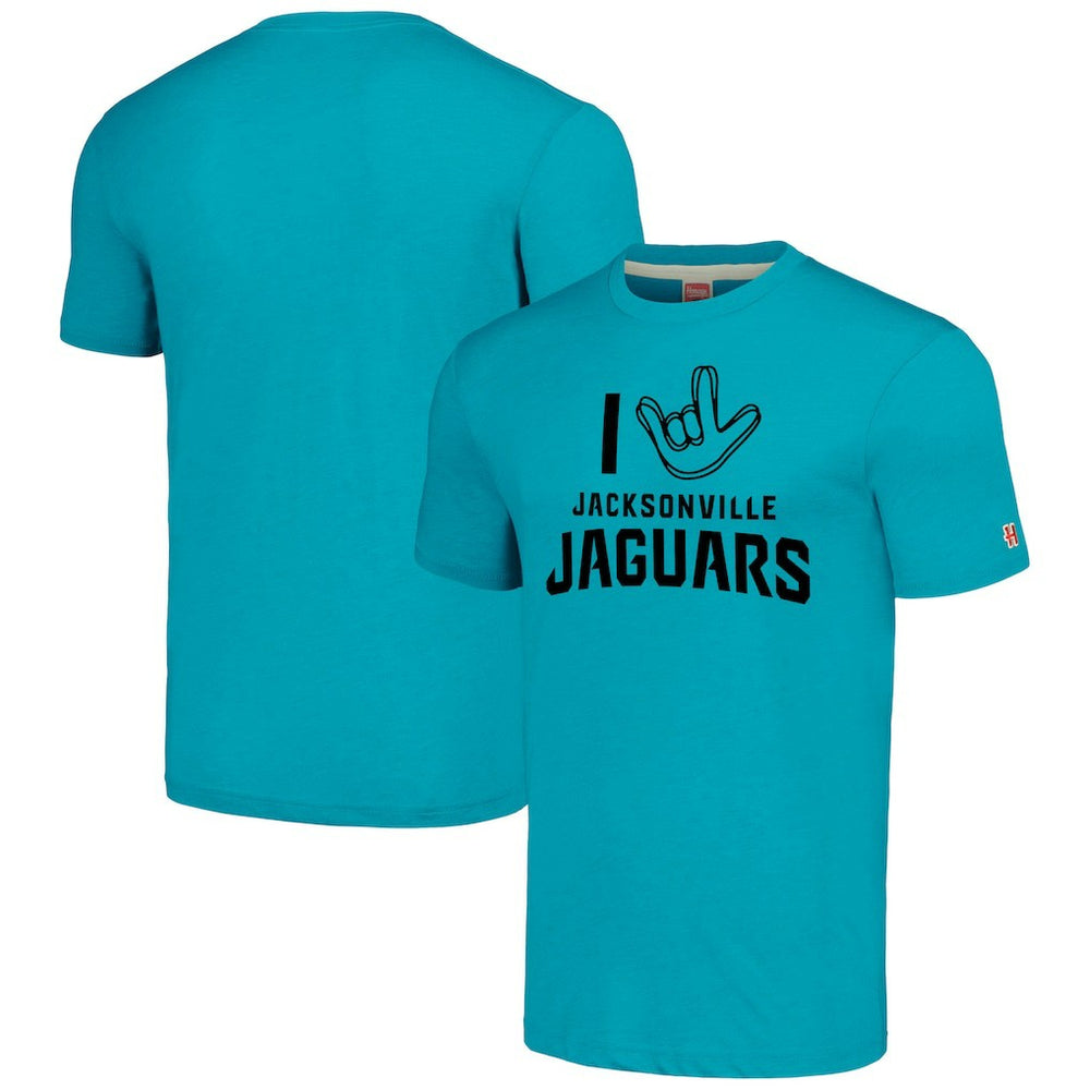 Jacksonville Jaguars Homage Unisex The NFL ASL Collection by Love Sign Tri-Blend T-Shirt - Teal - NFL