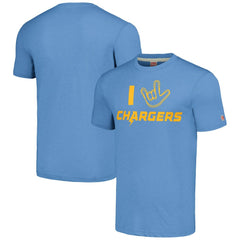 Los Angeles Chargers Homage Unisex The NFL ASL Collection by Love Sign Tri-Blend T-Shirt - Powder Blue - NFL
