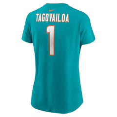 Tua Tagovailoa Miami Dolphins Women's Player Name & Number T-Shirt - Aqua - Nike