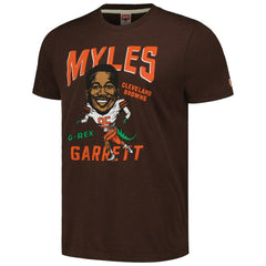 Myles Garrett Cleveland Browns Homage Unisex Caricature Player Tri-Blend T-Shirt - Heathered Brown - NFL