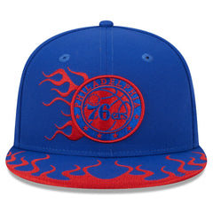 New Era Philadelphia 76ers Rally Drive Flames 9FIFTY Snapback Hat Royal