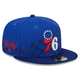 New Era Philadelphia 76ers Rally Drive Checkerboard 59FIFTY Crown Fitted Hat Royal