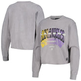 Los Angeles Lakers The Wild Collective Women's Band Cropped Long Sleeve T-Shirt Gray