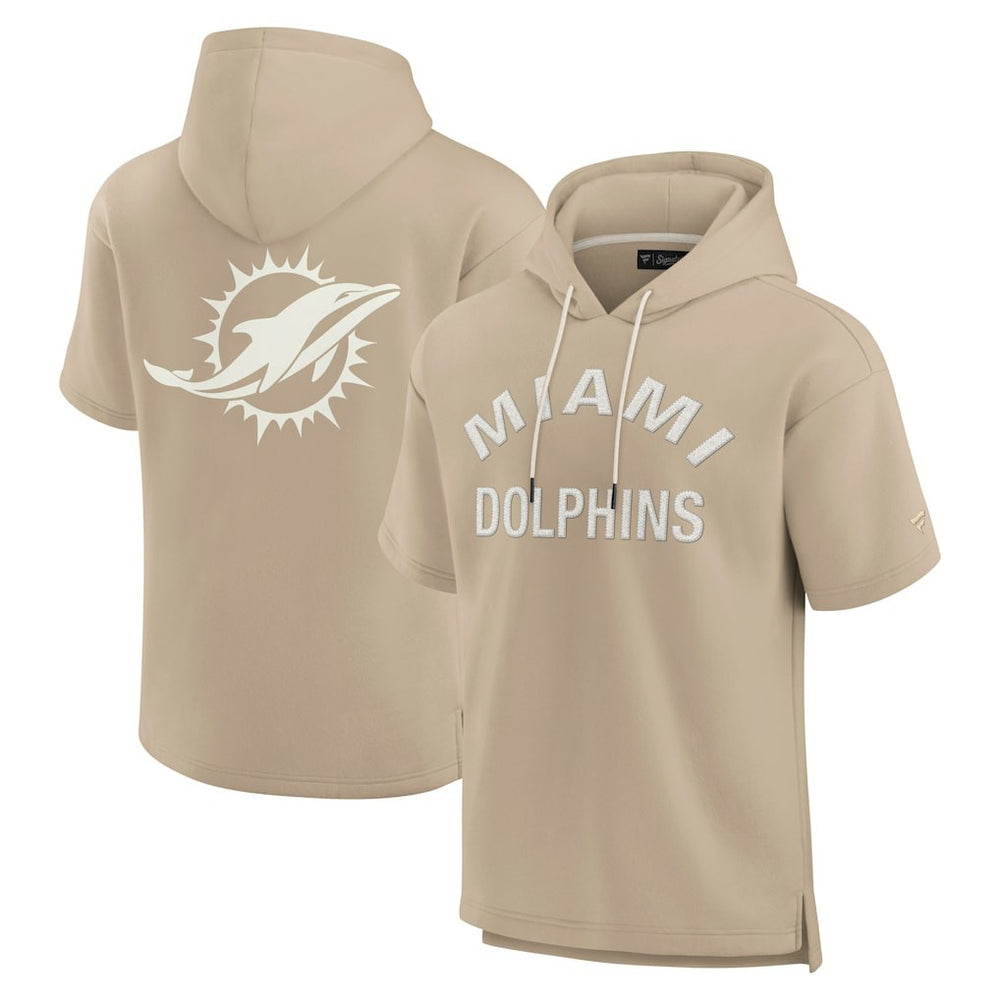 Miami Dolphins Unisex Elements Super Soft Fleece Short Sleeve Pullover Hoodie - Khaki - Fanatics