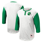 New York Jets Legacy Slub Henley 3/4 Sleeve T-Shirt - White - Mitchell & Ness