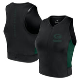 Green Bay Packers Women's Studio Fitted Gym Tank Top - Black - Fanatics
