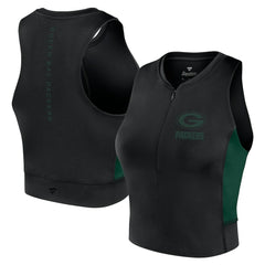 Green Bay Packers Women's Studio Fitted Gym Tank Top - Black - Fanatics