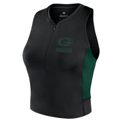 Green Bay Packers Women's Studio Fitted Gym Tank Top - Black - Fanatics