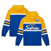 Buffalo Sabres Mitchell & Ness Head Coach Pullover Hoodie - Royal/Gold | NHL on sale