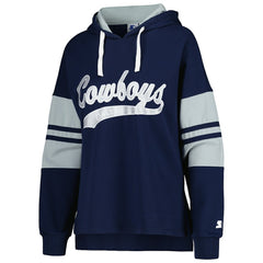 Dallas Cowboys Starter Women's Bump And Run Long Sleeve Hoodie T-Shirt - Navy - NFL