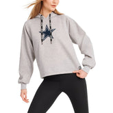 Dallas Cowboys DKNY Sport Women's Debbie Dolman Raglan Pullover Hoodie - Heather Gray - NFL