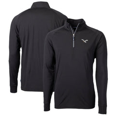 Philadelphia Eagles Cutter & Buck Gridiron Classics Big & Tall Adapt Eco Knit Stretch Recycled Quarter-Zip Pullover Top - Black - NFL