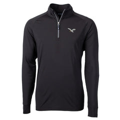 Philadelphia Eagles Cutter & Buck Gridiron Classics Big & Tall Adapt Eco Knit Stretch Recycled Quarter-Zip Pullover Top - Black - NFL