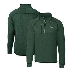 Philadelphia Eagles Cutter & Buck Gridiron Classics Big & Tall Mainsail Sweater-Knit Half-Zip Pullover Jacket - Heather Green - NFL