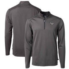 Philadelphia Eagles Cutter & Buck Gridiron Classics Big & Tall Virtue Eco Pique Micro Stripe Recycled Quarter-Zip Pullover Top - Charcoal - NFL